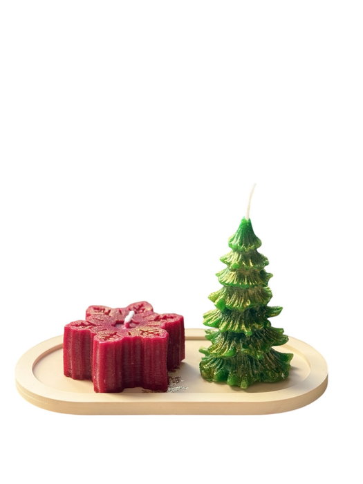 Aberto Design Christmas Candle Set de 3 piezas en Rojo y Verde Aberto Design Christmas Candle Set de 3 piezas en Rojo y Verde